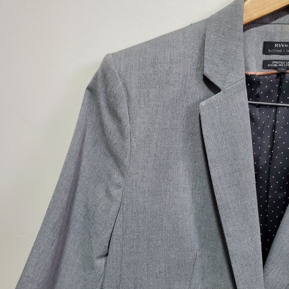 RW & CO. RW&CO. One Button Fitted Blazer Suiting Stretch Lined Grey Women 10 - Picture 4 of 14